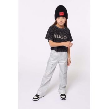 HUGO tricou de bumbac pentru copii culoarea negru, G00207