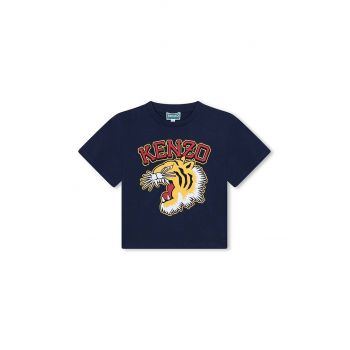 Kenzo Kids tricou de bumbac pentru copii culoarea albastru marin, cu imprimeu, K60746