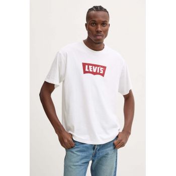 Levi's tricou din bumbac barbati, culoarea alb, cu imprimeu, 000RY