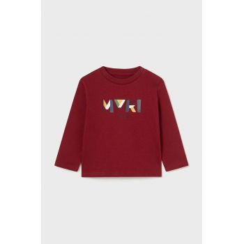 Mayoral longsleeve din bumbac pentru bebeluși culoarea bordo, cu imprimeu, 108