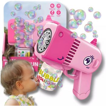 Pistol pentru baloane de sapun cu lumini Pink Unicorn