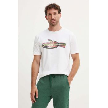 PS Paul Smith tricou din bumbac barbati, culoarea bej, cu imprimeu, M2R.011R.NP4804