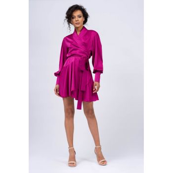 Rochie fuchsia petrecuta cu revere