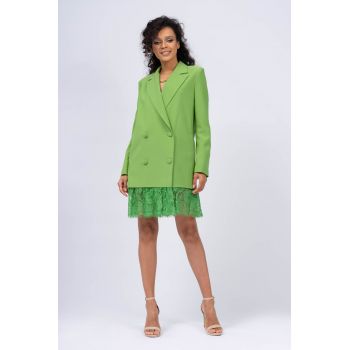 Rochie tip sacou mini cu dantela verde