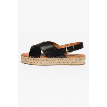 Sandale slingback flatform tip espadrile de piele Crossed