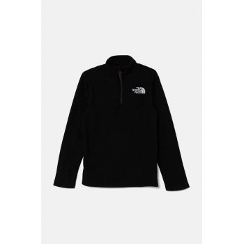 The North Face bluza copii GLACIER 1/4 ZIP PULLOVER culoarea negru, cu imprimeu, NF0A8AZMJK31