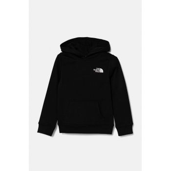 The North Face bluza copii REDBOX REGULAR P/O HOODIE culoarea negru, cu glugă, cu imprimeu, NF0A89H9JK31