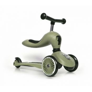 Trotineta copii cu sezut Scoot Ride HighwayKick 1 transformabila 2 in 1 olive