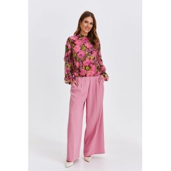 Bluza cu imprimeu floral si detalii cu volane