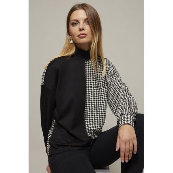 Bluza cu insertii cu model houndstooth