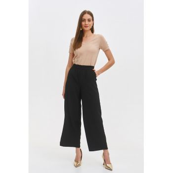 Pantaloni crop cu banda elastica in talie