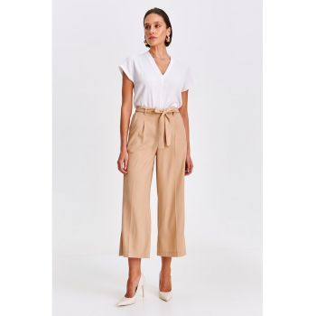 Pantaloni crop cu model uni