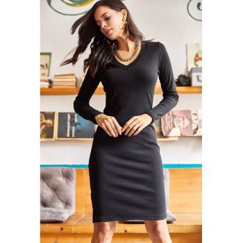 Rochie midi cu decolteu in V 121905