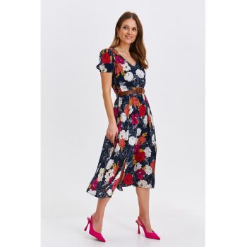 Rochie midi cu model si decolteu in V