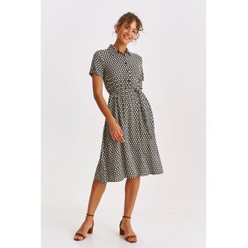 Rochie midi evazata cu model geometric