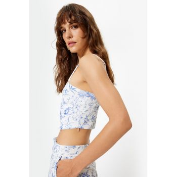 Top crop cu model floral