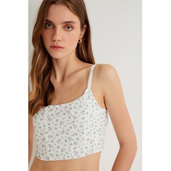 Top crop cu model floral