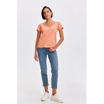 Tricou din bumbac cu model uni