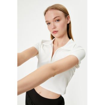 Tricou polo crop