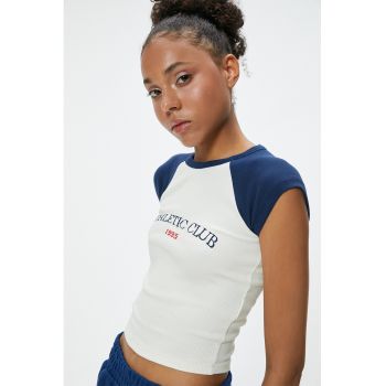 Tricou striat cu maneci raglan