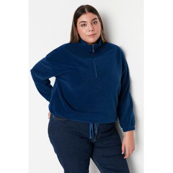 Bluza de trening plus size cu terminatie si snur - din fleece