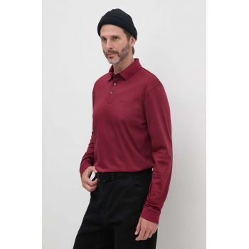 BOSS longsleeve din bumbac culoarea bordo, neted, 50468392