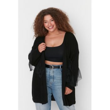 Cardigan plus size cu volane cu tul