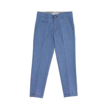 Pantaloni eleganti cu nasturi si fermoar, albastru, baieti, Original Marines