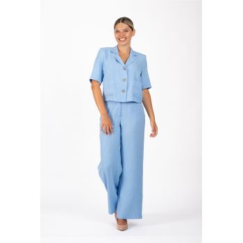 Pantaloni LaDonna bleu lejeri cu buzunare