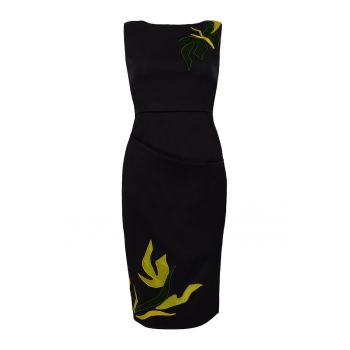 Rochie cu croiala bodycon din lana cu broderie Hand