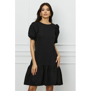 Rochie MBG neagra cu volan la baza