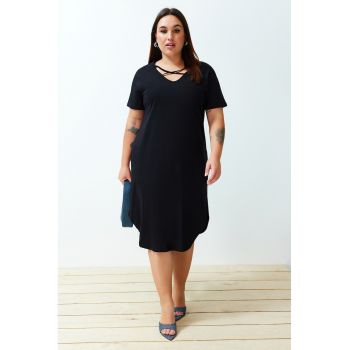 Rochie midi plus size de bumbac