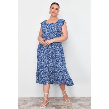 Rochie plus size midi cu model floral