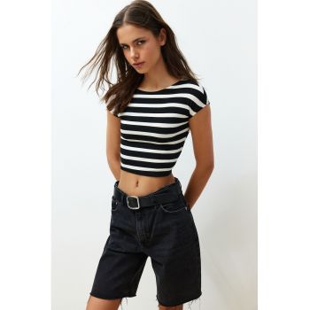 Tricou crop din viscoza