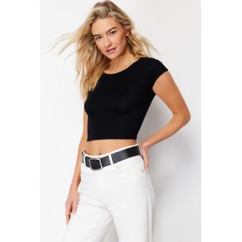 Tricou crop din viscoza