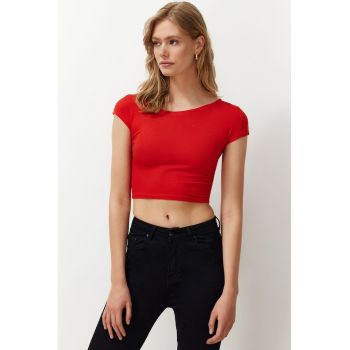 Tricou crop din viscoza