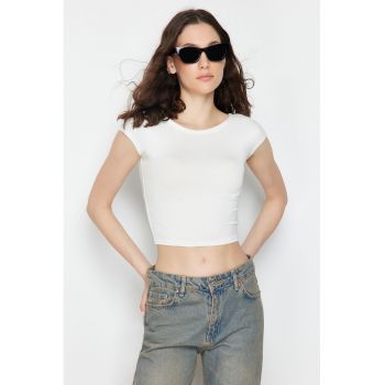 Tricou crop din viscoza