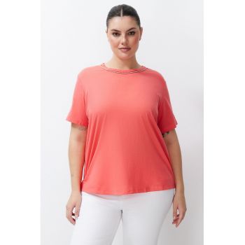 Tricou plus size cu strasuri