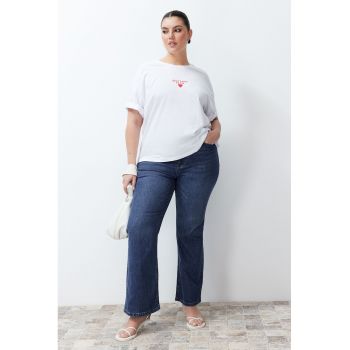 Blugi evazati plus size cu talie inalta