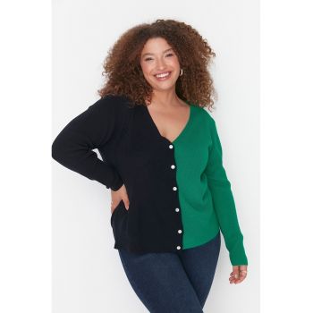 Cardigan plus size cu decolteu in V