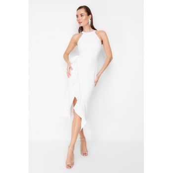 Rochie midi cu slit lateral