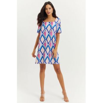 Rochie dreapta scurta cu model geometric