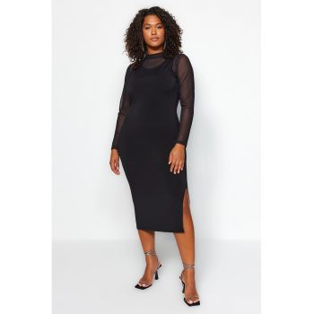 Rochie midi cu slit lateral