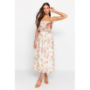 Rochie midi evazata cu imprimeu floral