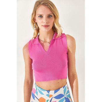 Top polo crop striat