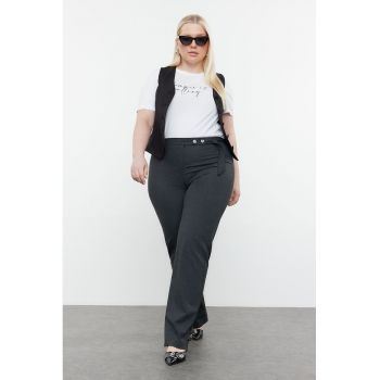 Pantaloni plus size cu talie inalta