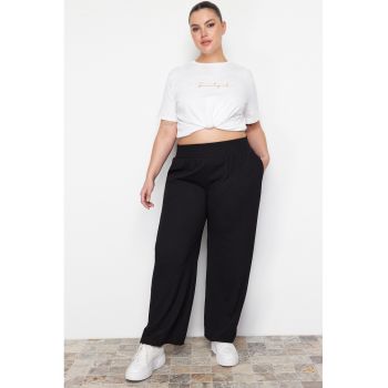 Pantaloni plus size cu talie inalta