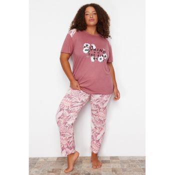 Pijama plus size cu imprimeu