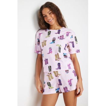 Pijama scurta cu imprimeu grafic