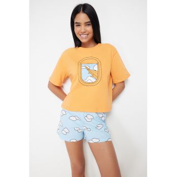 Pijama scurta relaxed fit cu imprimeu